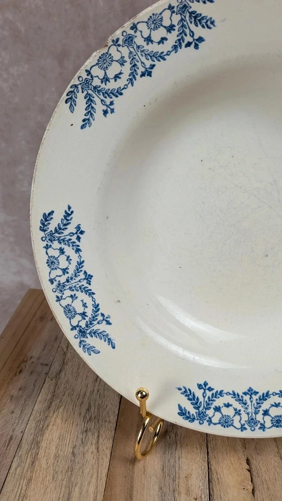 Plato hondo antiguo de terracota Digoin Sarreguemines modelo Jacques – decoración azul – photo 2